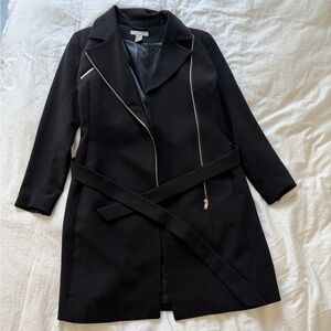 H&M Black Trench Coat with Silver Accents